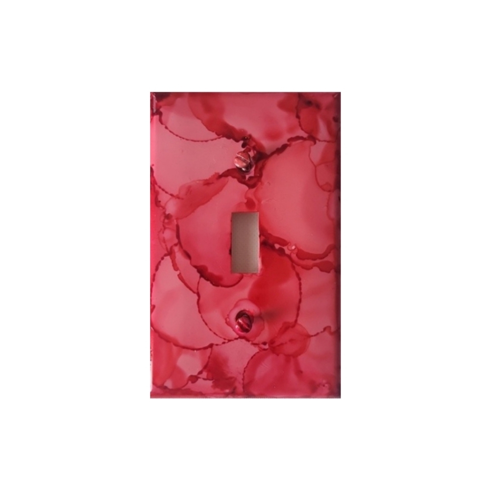 Hand Crafted Pink Abstract Design Single Light Switch Plate